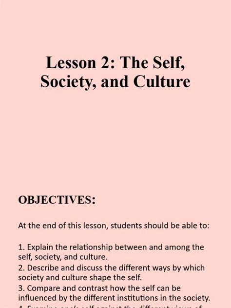 Uts L2 The Self Society And Culture Pdf Self Self Concept