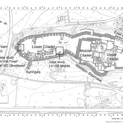 Map of Tiryns with case study areas indicated. – (Based on map in the ...