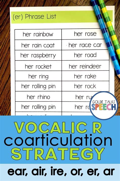 Easy Vocalic R Phrases And Sentences Articulation Speech Therapy Speech Therapy Games