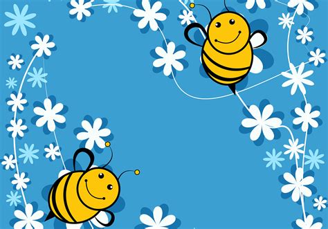 Cute Bee Blue Background - Download Free Vector Art, Stock Graphics ...