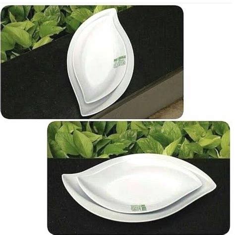 Piring Putih Bentuk Daun Melamin Premium Hoover 10 Serving Plate Saji