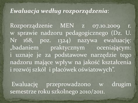 PPT RAPORT Z EWALUACJI WEWNĘTRZNEJ PRZEPROWADZONEJ W SZKOLE