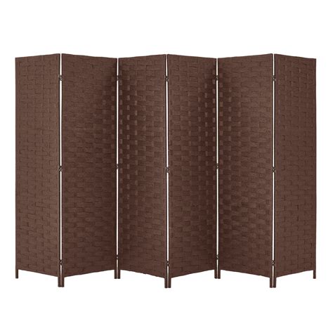 YODOLLA 6 Panels Room Divider 6 FT Tall Weave Fiber Double Hinged