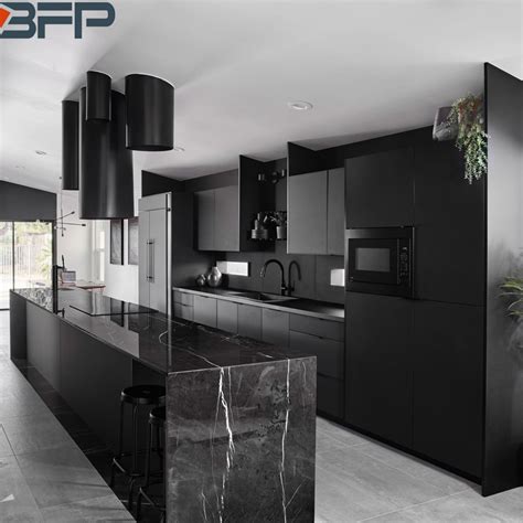 Black Modern Kitchen Cabinet Modern Kitchen Matte Cabinet Lacquer ...