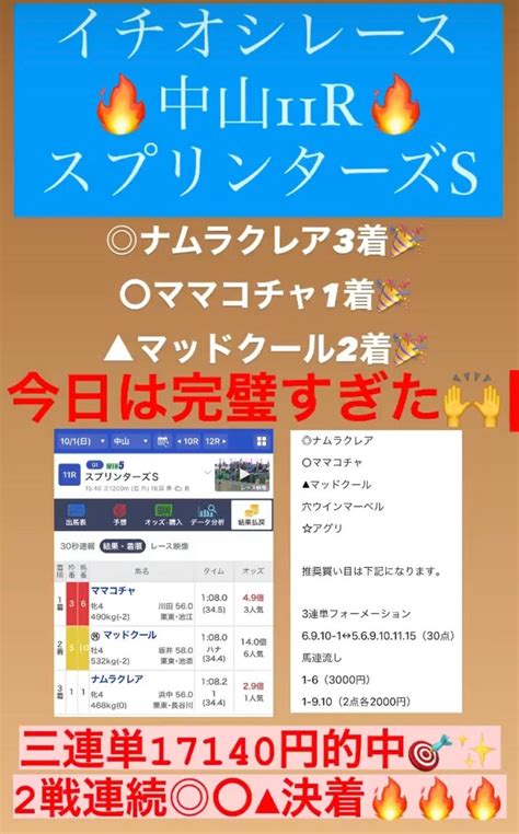 10 8 イチオシレース 東京11r 毎日王冠 GⅡ 🐴 先週は激アツレース 決着で58400円的中🎯 GⅠスプリンターズsも で17140円的中🎯 回収率251％🔥🔥🔥｜もんちゃん競馬