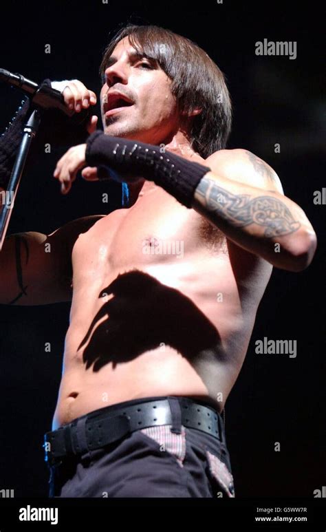 Lead Singer Of Us Rock Band The Red Hot Chili Peppers Anthony Keidis Performs During Their Only