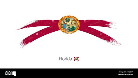 Flag Of Florida State In Rounded Grunge Brush Stroke Vector