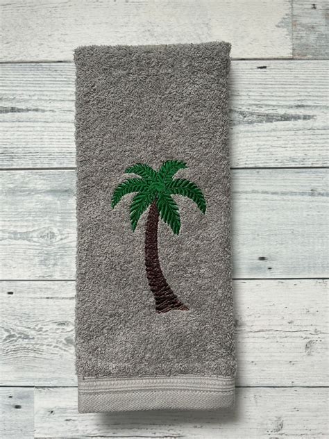 Embroidered Palm Tree Hand Towel Palm Tree Towel Palm Tree Bathroom