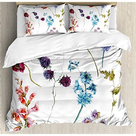 Watercolor Flower Duvet Cover Set By Ambesonne Colorful Watercolor