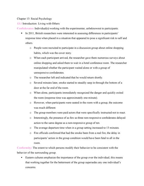 Chapter 13 Social Psychology - Chapter 13: Social Psychology 13
