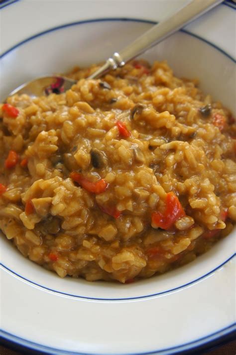 Savory Sweet And Satisfying Mushroom And Roasted Red Pepper Risotto