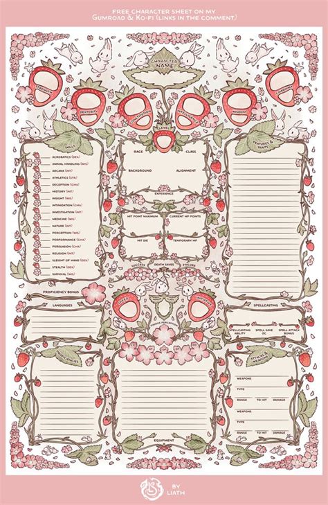 OC Art Strawberry Bunny Free Custom Character Sheet I Made For