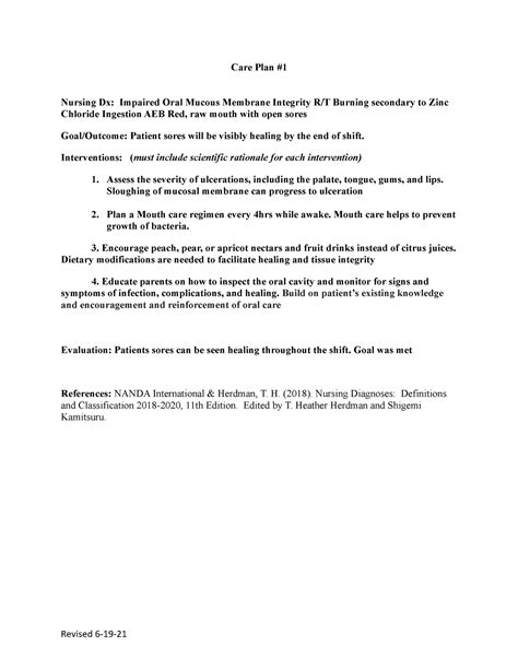 Care Plan #1 - this will be good help for sharpes class - Care Plan