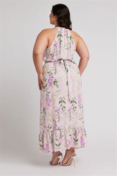 Yours London Plus Size Pink Floral Print Maxi Dress Yours Clothing