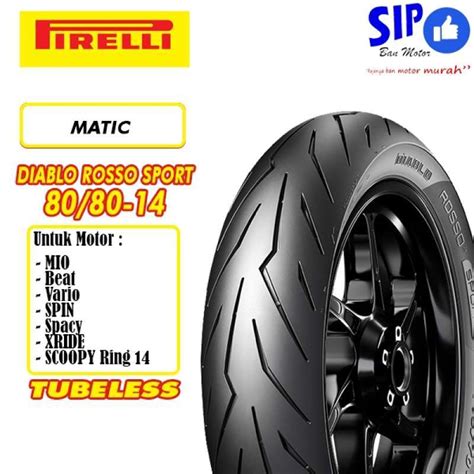 Jual Ban Motor Matic Pirelli Diablo Rosso Sport 80 80 14 Tubeless Beat