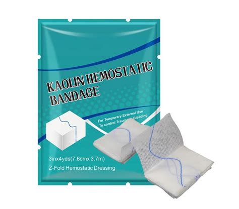 Kaolin Z Fold Tactical Gauze Hemostatic Dressing Soluble Trauma Gauze