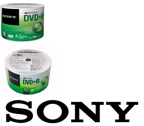 50 Sony Blank 16x Dvdr Plus R Silver Logo Branded 47gb Media Disc