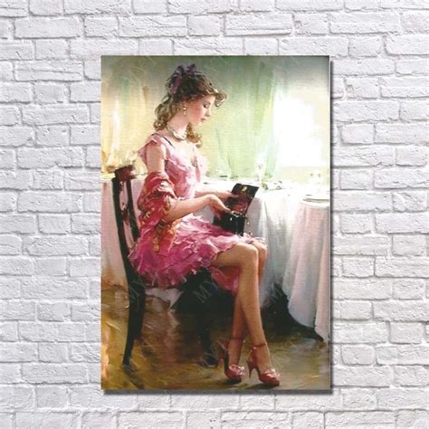 Red Sexy Dressing Lady Wall Art Pictures Hand Painted High Heels Woman Square Living Room