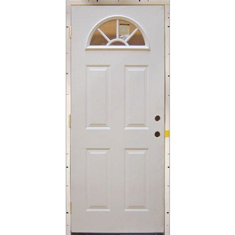 Milliken Millwork 36 In X 80 In Fan Lite Replacement Primed White Steel Prehung Front Door