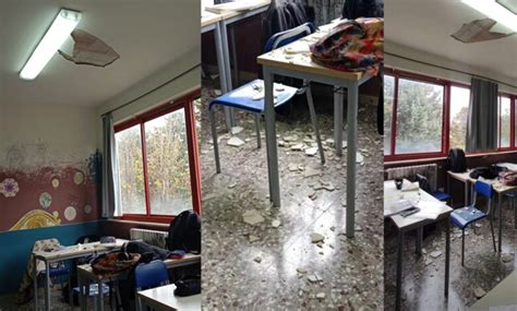 Pezzo Di Intonaco Si Stacca Dal Soffitto Di Unaula Del Liceo Artistico