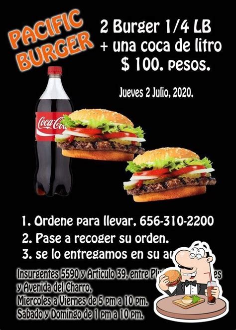 Menu At Pacific Burger Burgers Tacos Restaurant Ciudad Juarez