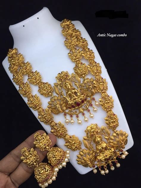 Shiny Gold Nagas Bridal Combo Necklace Set South Indian Etsy