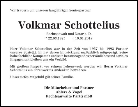 Traueranzeigen Von Volkmar Schottelius Trauer Gedenken