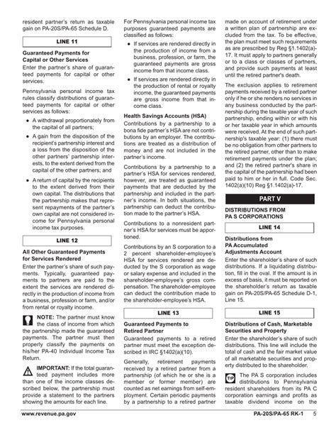 Form PA 20S PA 65 RK 1 Schedule RK 1 2018 Fill Out Sign Online