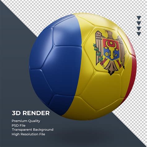 Premium Psd Soccer Ball Moldova Flag Realistic D Rendering Left View