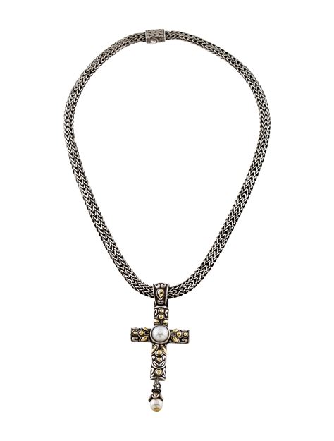 John Hardy Pearl Cross Pendant Necklace Necklaces Jha The