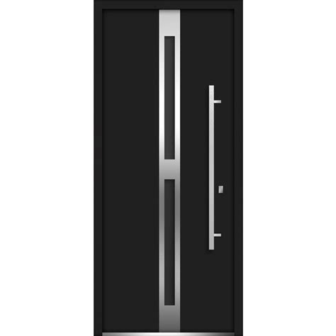 Front Exterior Steel Door Deux 1755 Black Enamel 36 x 80 inches Left