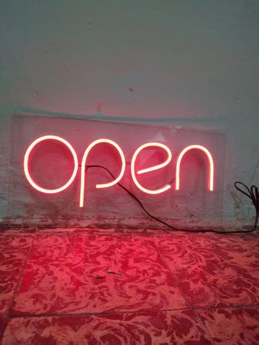 Cartel Neon Led Open Exterior Acrilico Transparente En Venta En