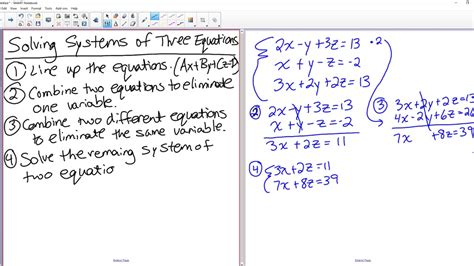 Solving Systems Of Three Equations Youtube