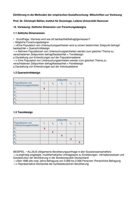 14 Vorlesung Zeitliche Dimension von Forschungsdesigns Einführung