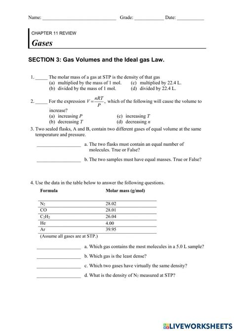 Ideal Gas Law Practice Worksheet Worksheets Library