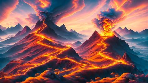 Premium AI Image | Volcanic mountain wallpaper