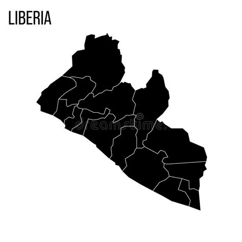 Mapa Político De Divisiones Administrativas De Liberia Stock de