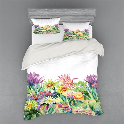 Watercolor Duvet Cover Set Fine Art Botanical Painting Of Abstract