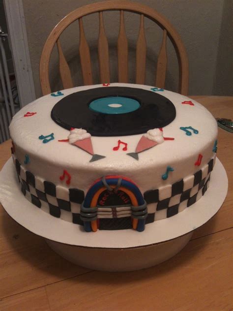 50s Rock And Roll Cake — Birthday Cakes Themed Birthday Cakes Record Cake Cake