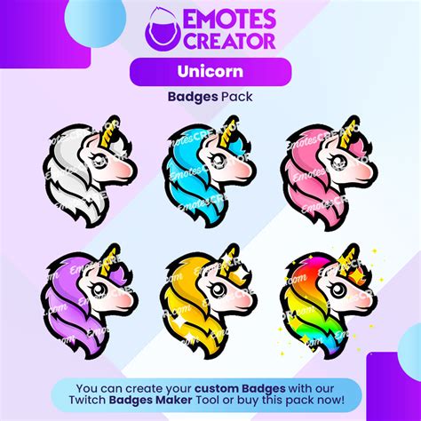 Unicorn Badges Pack - Emotes Creator