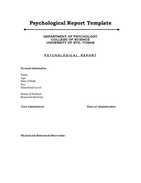 Psychoeducational Report Template 1 Professional Templates