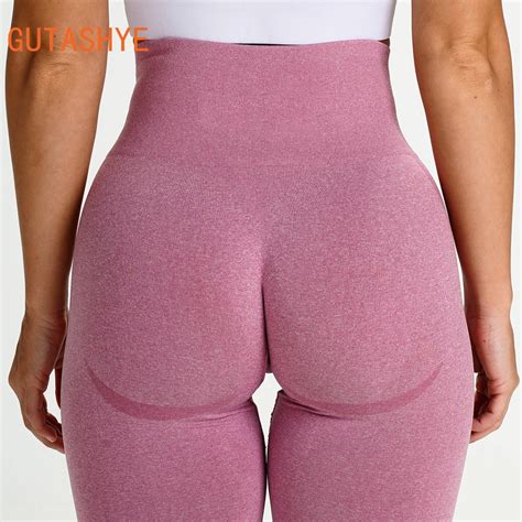 Sport Seamless Booty Leggings Women Pink Elastic High Waist Tummy