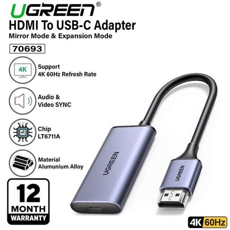 Promo Ugreen Type C Female To Hdmi Male Adapter K Kabel Data