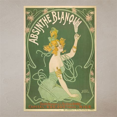 Fabric Poster Absinthe Blanqui Art Nouveau Poster Absinthe Art