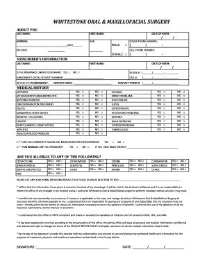 Fillable Online WHITESTONE ORAL MAXILLOFACIAL SURGERY Fax Email Print