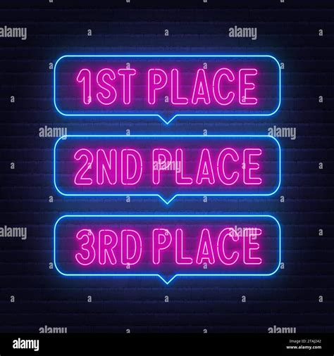 1st 2nd 3rd Place Neon Sign In The Speech Bubble On Brick Wall