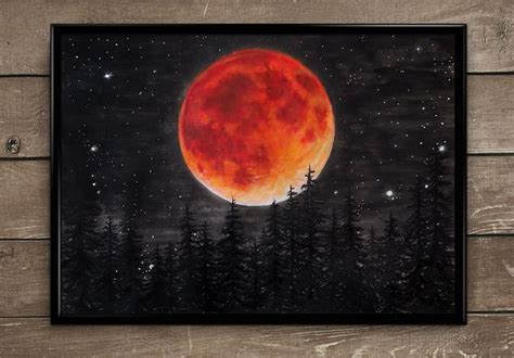 Lunar Eclipse Giclee Print Blood Moon Art By Rachael Caringella Full