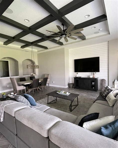 Black Living Room Coffered Ceiling With Modern Décor Soul Lane