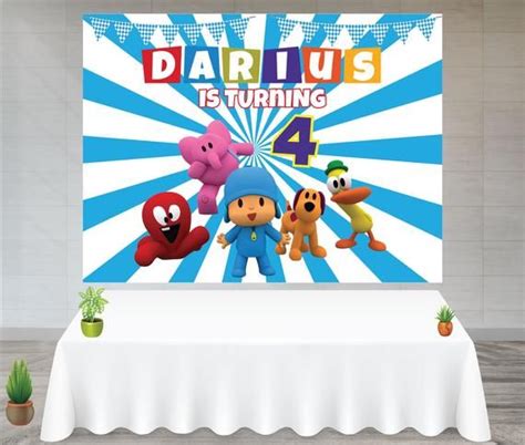 Pocoyo Birthday Backdrop Pocoyo Birthday Banner Pocoyo Backdrop