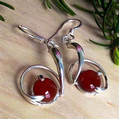 Red Oval Earrings Etsy